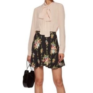 Alice and Olivia Floral Silk Skater Mini Skirt